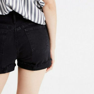 Madewell High Rise Denim Shorts in Washed Black